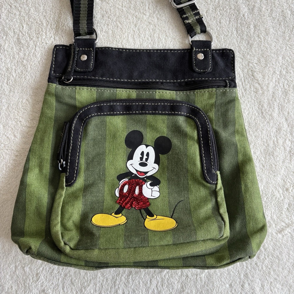 Walt Disney World Mickey Mouse Green Cross Body Bag Vacation Travel Purse 11" - Picture 2 of 5